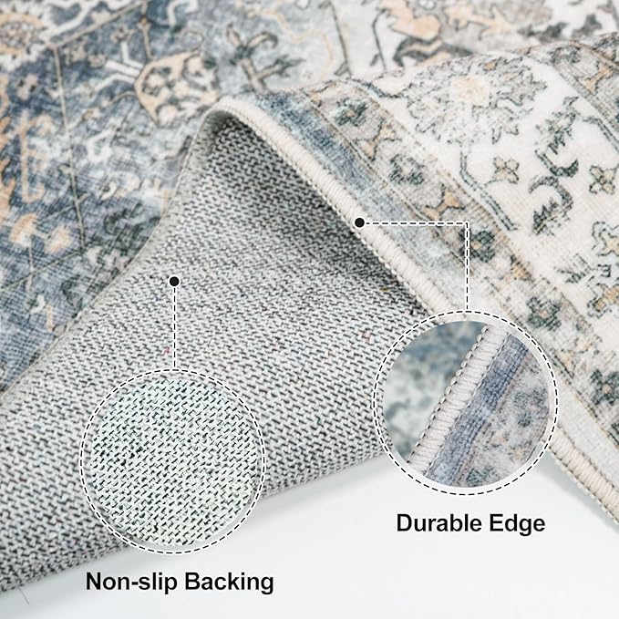 TOPRUUG Hallway Runner Rug 2x6 - Non Slip Hallway Runner Rug Stain Resistant Durable Kitchen Rugs and Mats Non Skid Soft Washable Waterproof Carpet Runner for Living Room Bedroom Bathroom (Grey, 2X6)