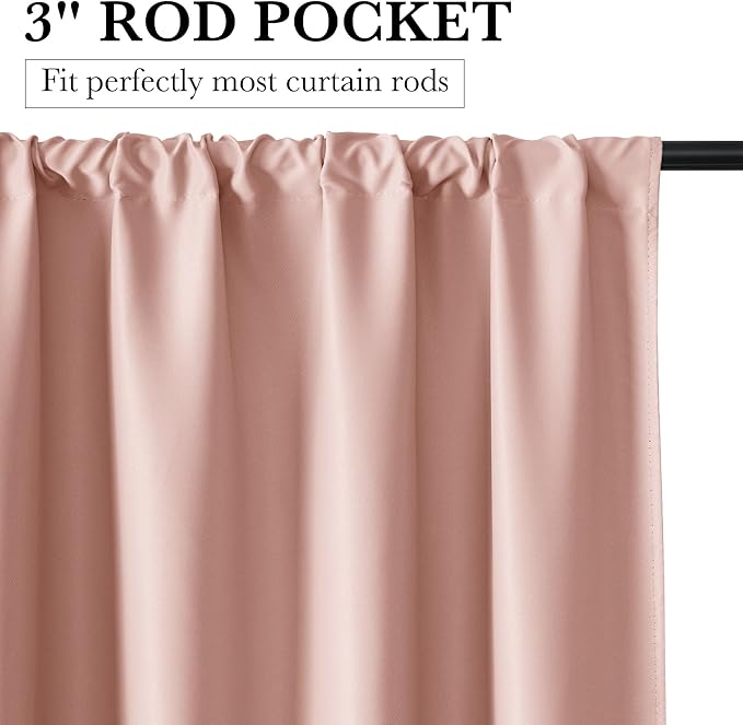 RYB HOME 100% Blackout Short Curtains for Small Window, Thermal Insulated Total Room Darkening Noise Reducing Curtains for Kitchen Bathroom Basement, 34 inches Wide by 45 inches Long, Peach Pink