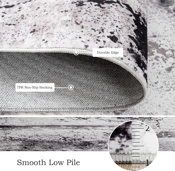 Toneed Abstract Area Rug Modern Washable Rug Soft Non Slip Rug Low Pile for Bedroom Living Room Dining Room Coffee Brown 7x10 Feet