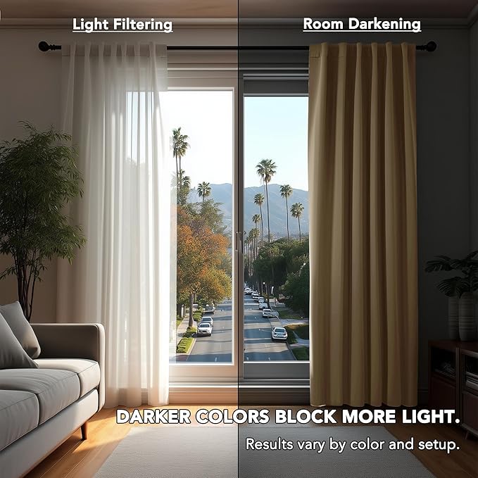 Deconovo Blackout Curtains, Thermal Insulated, W42 x L72 2 Panels, Back Tab, Machine Washable, Room-Darkening Drapes for Bedroom/Living Room Khaki