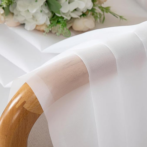 Aiyufeng White Sheer Curtains 54 inch Length Living Room Short Voile Drapes Solid Sheers Cafe Curtains Voile Bathroom Small Window Curtain 2 Panels Set, Rod Pocket, 40" Wx54 L