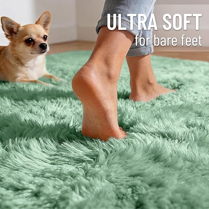 OLANLY 2x8 Machine Washable Runner Rugs for Hallway, Soft Fluffy Shaggy Bedside Rugs for Bedroom, Living Room, Indoor Floor Carpet for Kids Girls Boys, Nursery Rooms, Home Decor Aesthetic, Mint Green