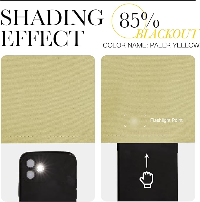 NICETOWN Room Darkening Curtains and Drapes for Kitchen - Thermal Insulated Solid Grommet Top Room Darkening Panels/Draperies for Kid's Room (Paler Yellow, 1 Pair, 66 x 54 Inch)
