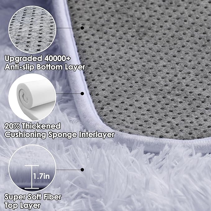 ONASAR White Area Rugs for Bedroom Living Room, Fluffy 4x6 Soft Shag Plush Bedside Rug, Indoor Floor Carpet for Nursery Kids Girls Boys Teen Baby Dorm Playroom Home Office Decor Aesthetic