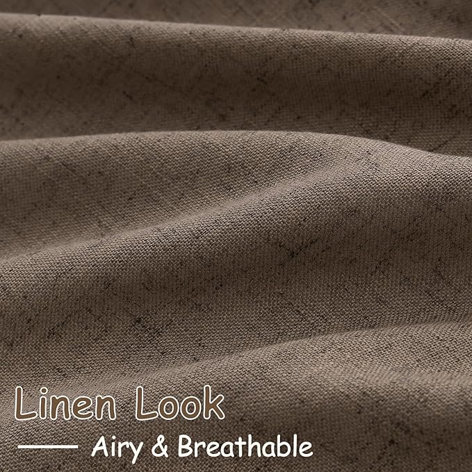 Light Brown Linen Curtains 120 Inch Extra Long for Living Room Back Tab Light Filtering Semi Sheer Drapes Modern Farmhouse Boho Decor Cotton Textured Curtain for Floor to Ceiling High Window 52x120