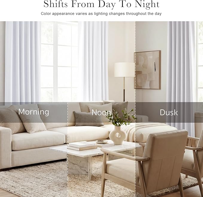 PONY DANCE Short Window Curtains 36 - Kitchen Tiers Valances Light Filter Rod Pocket Back Tab Drapes Blinds Match with Panels, 42 W x 36 in L, Pure White, 2 Pieces