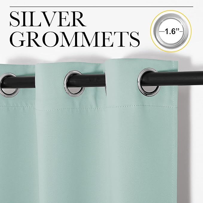 NICETOWN Aqua Blue Blackout Curtains 108" Long for Office, Dining Room, Guest Room, 55" Wide by 108" Long, 2 Pieces, Sound Reducing Heat and Cold Block Curtain Panels for Modern Room Decorative