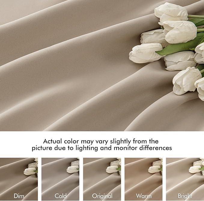 MIULEE Taupe Back Tab Blackout Curtains 102 Inch Long 2 Panels Set for Bedroom, Rod Pocket/Pinch Pleated Thermal Insulated Living Room Darkening Light Blocking Floor to Ceiling Drapes
