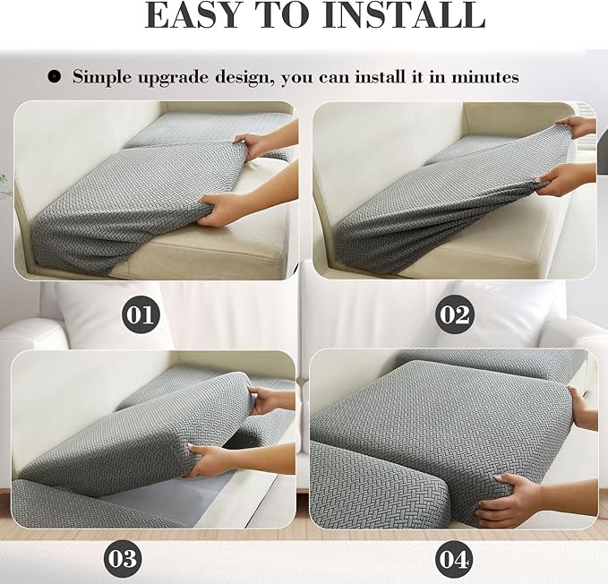 Couch Covers for 2 Cushion Sofa Pet Friendly Couch Cushion Covers Universal Sofa Covers Washable Stretch Slipcovers for Sectional Sofa (Texture Green,Large Double Seat Cover)