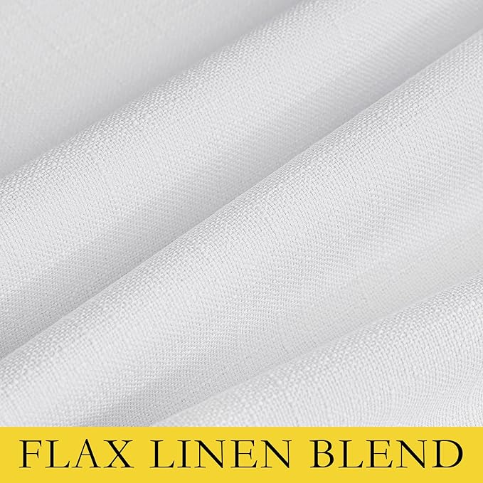 NICETOWN 100% Absolutely Blackout Linen Curtains with Thermal Insulated White Liner, 62" Wide, 2 Panels, 84 inches Long Drapes, Grommet Retro White Linen Curtains Vertical Drapes Privacy for Bedroom