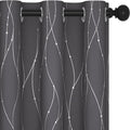 Deconovo Grey Blackout Curtains for Bedroom, Thermal Insulated Soundproof Drapes, Wave Dots Foil Print, 42 x 84 Inches Long, 2 Panels, Machine‑Washable Privacy Window Panel for Living Room Patio Door