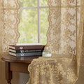 YJ YANJUN Vintage Lace Curtains 63 Inch Length 2 Panels Earthy Neutral Taupe Sheer Curtains with Scalloped Edges Rod Pocket Short Floral Crochet Panles for Bedroom Dining Room W52 X L63 Light Coffee