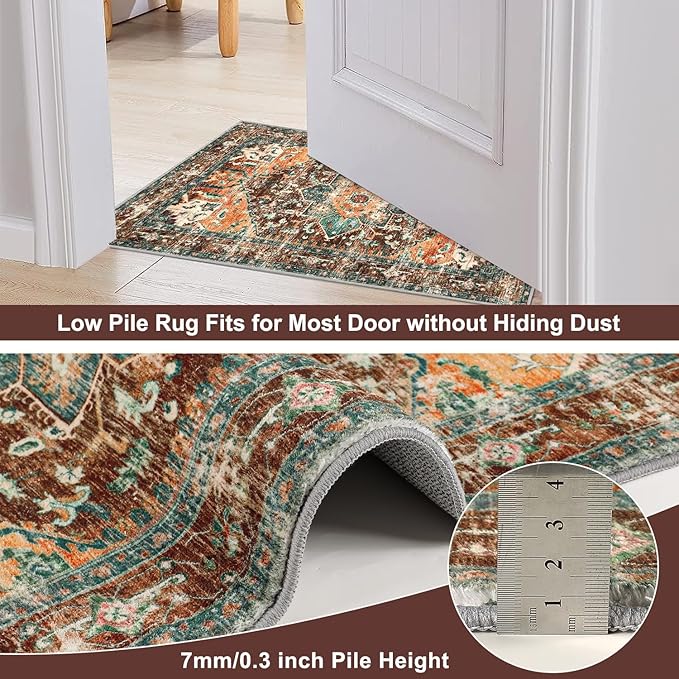 Yamaziot Washable Runner Rug, 2x6 Non-Slip Boho Vintage Hallway Rug Runner with Rubber Backing, Stain Resistant Distressed Carpet Runner for Bedroom, Kitchen, Laundry, Entrance