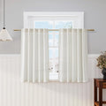 Nanspring Cream Cafe Curtains 45 Inch Length Set 2 Panel Back Tab Pocket Semi Sheer Short Linen Cream Curtain Tiers for Small Bathroom Window Basement 38x45