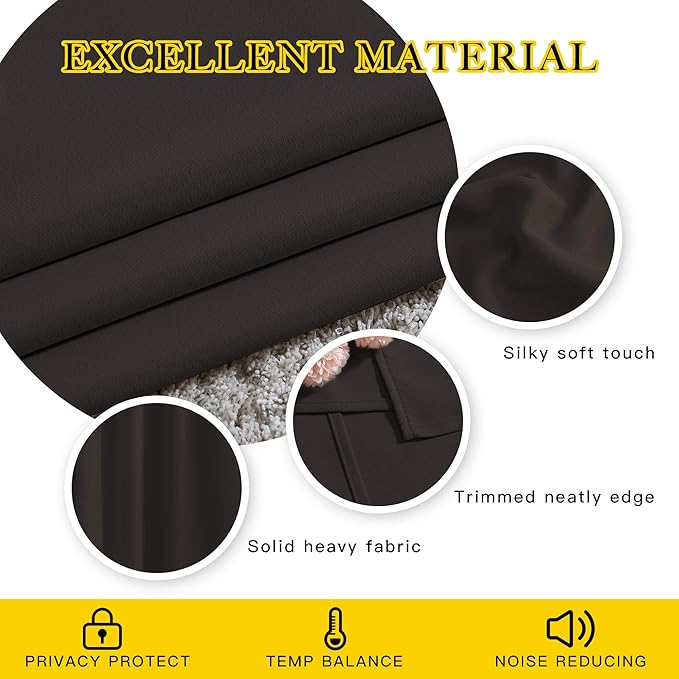NICETOWN Blackout Toffee Brown Curtains & Drapes 90 inches Long - Grommet Thermal Insulated Blackout Drapes Light Blinds Room Darkening Window Treatments for Bedroom (2 Panels, W52 x L90)