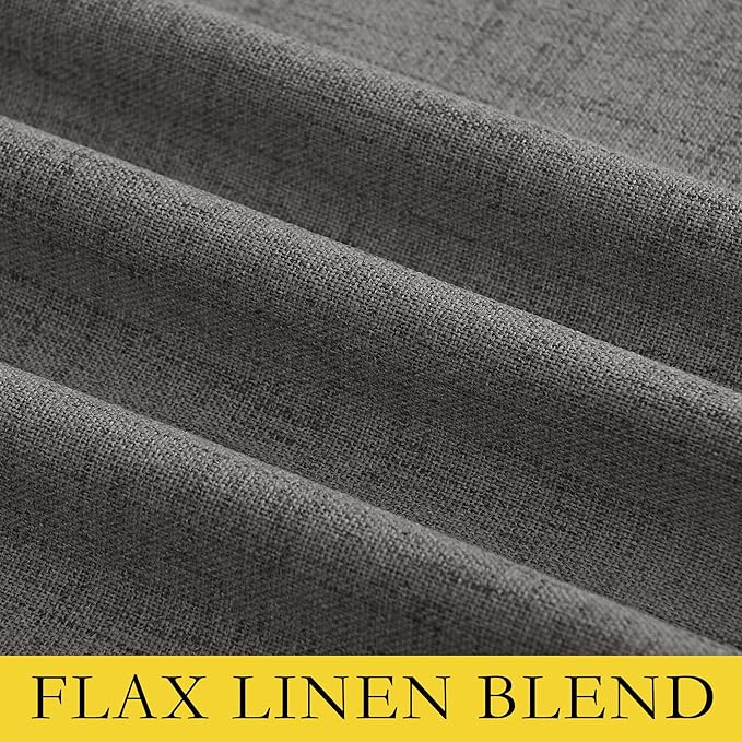 NICETOWN Grizzle Gray Vintage Linen 100% Blackout Curtains for Living Room, Thermal Insulated Curtains 45" Long, Noise Reducing Window Treatment Drapes for Hall Room, 52" Wide Per Panel, Set of 2