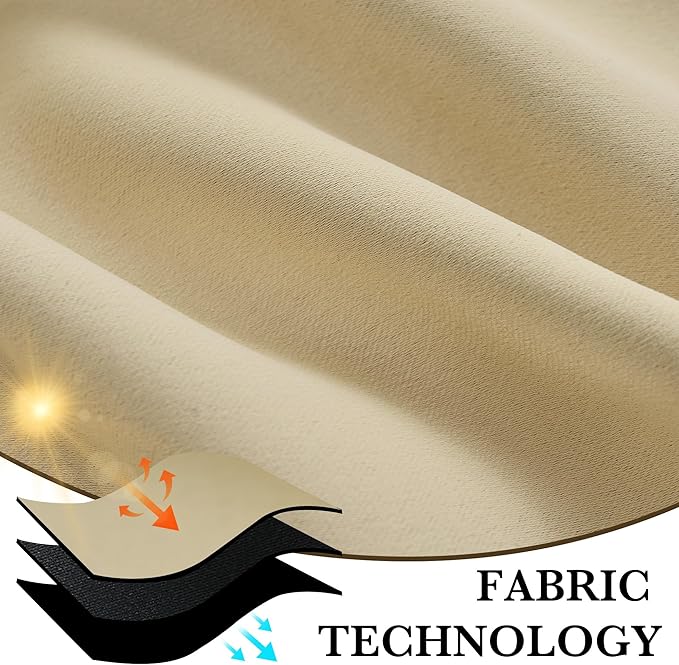 RYB HOME 100% Blackout Short Curtains for Small Window, Thermal Insulated Total Room Darkening Noise Reducing Curtains for Kitchen Bathroom Basement, 52 inches Wide by 36 inches Long, Biscotti Beige