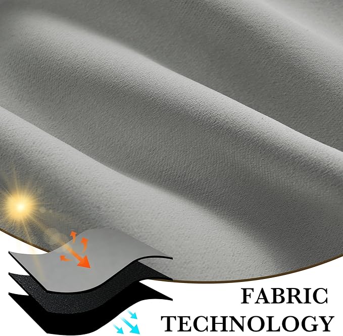 RYB HOME Bedroom Blackout Curtains 72 inches Long, 100% Blackout Thermal Insulated Noise Reducing Curtains for Living Room Nursury, 34 inches Wide by 72 inches Long, Silver Grey