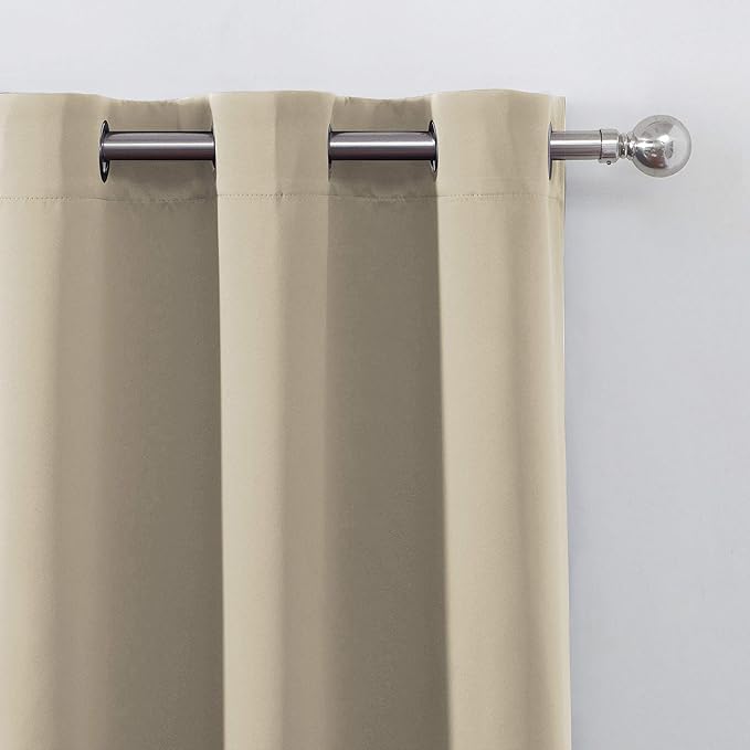 LEMOMO Beige Thermal Blackout Curtains/38 x 84 Inch/Set of 2 Panels Room Darkening Curtains for Bedroom