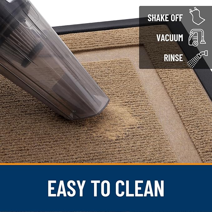 OLANLY Front Door Mat Indoor Outdoor Entrance, Waterproof All-Season, All-Weather Doormat, Sturdy Natural Rubber, Fade Resistant, Low Profile, Easy Clean Patio Porch Entryway Mat, 29.5x17, Light Brown