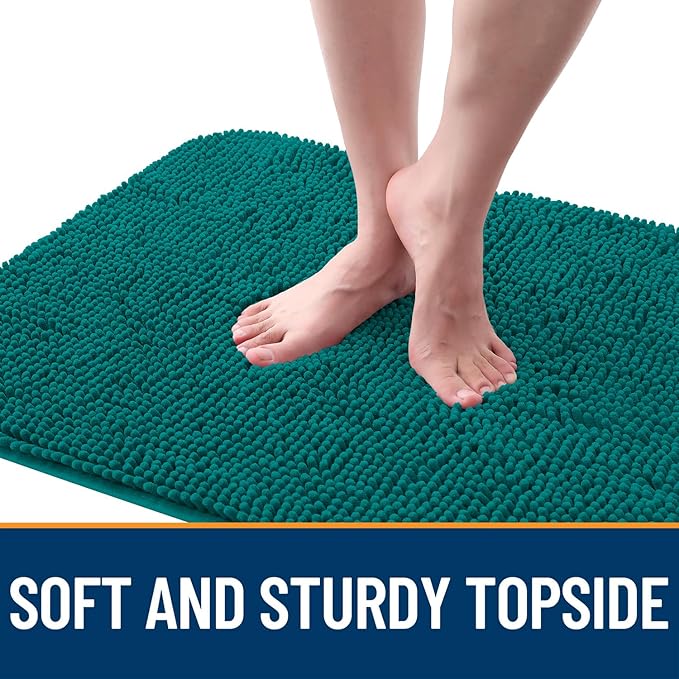 OLANLY Dog Door Mat for Muddy Paws 59x24, Absorbs Moisture and Dirt, Absorbent Non-Slip Washable Doormat, Quick Dry Chenille Mud Mat for Dogs, Entry Indoor Entryway Carpet for Inside Floor, Lake Blue