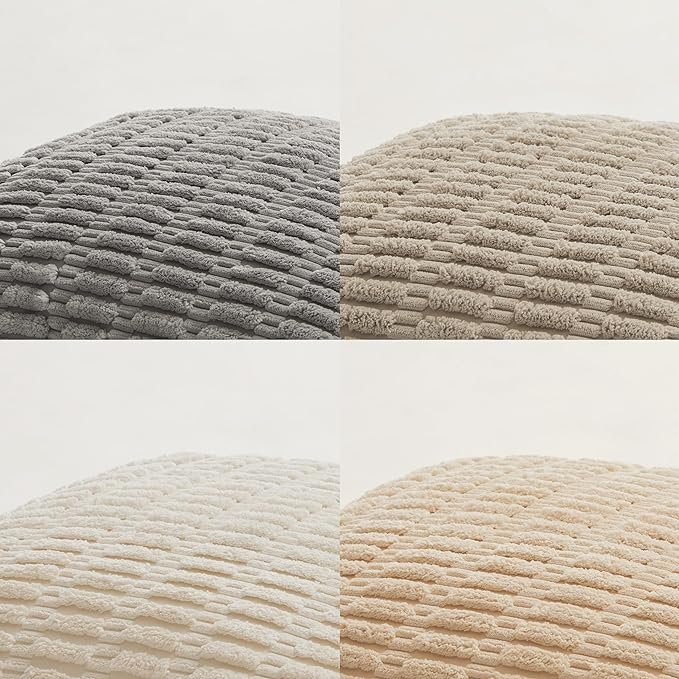 Fancy Homi 4 Pack 20x20 Inch Striped Corduroy Throw Pillow Covers, Rustic Boho Home Decor - 50x50 cm