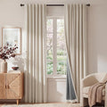 RYB HOME Warm Sand 100% Blackout Curtains for Bedroom, Linen Drapes Back Tab&Rod Pocket, Thermal Insulated Privacy Assurd Curtains for Sliding Glass Doors/Dining/Living Room, W52 x L84, 2 Panels