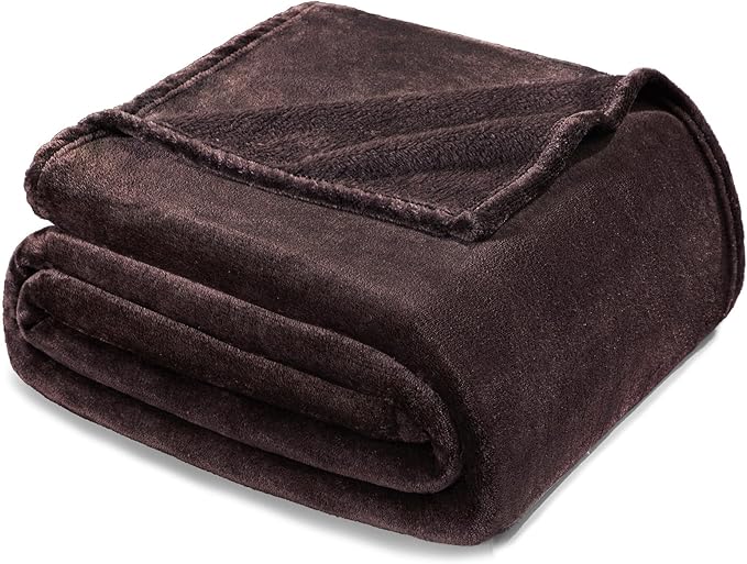 Exclusivo Mezcla Fleece Blankets Queen Size for Bed, Super Soft and Warm, All Season, Cozy, Plush, Lightweight, 90x90 Inches, Coffee