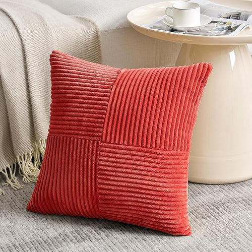 2 Packs Red Decorative Throw Pillow Covers 18x18 Inch for Living Room