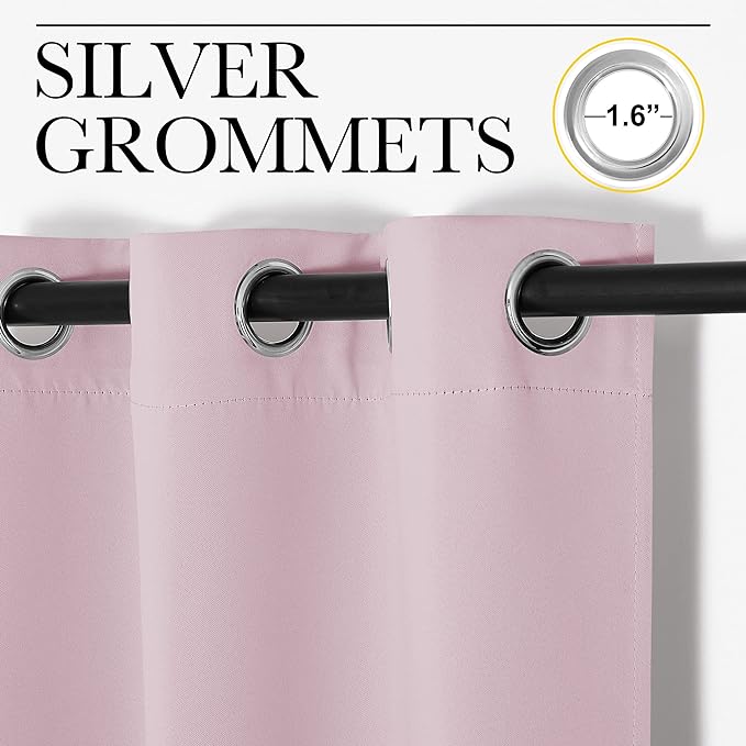 NICETOWN Baby Pink Blackout Curtains 96 inches Length for Living Room, 2 Panels, 55" Wide, Thermal Insulated Long Drapes for Large Window