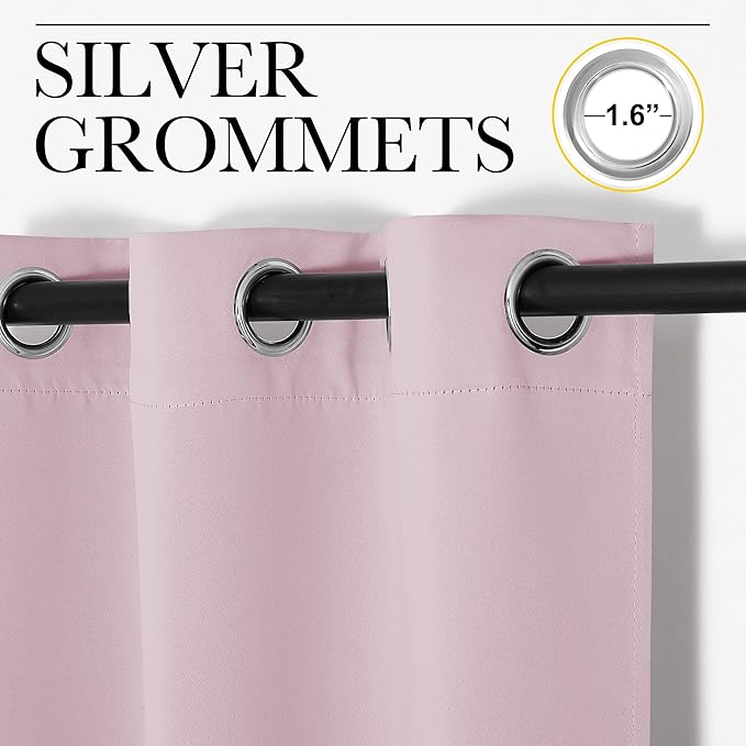 NICETOWN Blackout Draperies Curtains for Girls Room, Nursery Essential Thermal Insulated Grommet Top Blackout Panels (Lavender Pink, 1 Pair, 34 x 84 inches)