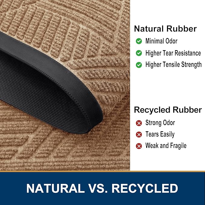 Smiry Front Door Mat Outside Entrance, Heavy Duty Sturdy Natural Rubber Doormat, Trap Dirt and Moisture, Easy Clean Low Profile Welcome Floor Mats for Indoor Outdoor Entry, 47x23 Inch, Coffee