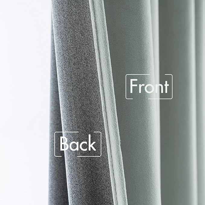 MIULEE Velvet Curtains 108 inches - Luxury Blackout Curtains for Bedroom Living Room Thermal Insulated Super Soft Window Drapes Rod Pocket & Back Tab, Misty Blue, W52 x L108 inches, 2 Panels