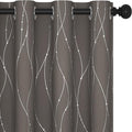 Deconovo Blackout Curtains, Thermal Insulated Soundproof Grommet Drapes, Wave Dots Silver Print, 52 x 45 Inch, Set of 2, Machine Washable Window Panel for Kitchen Bedroom Living Room Nursery, Taupe