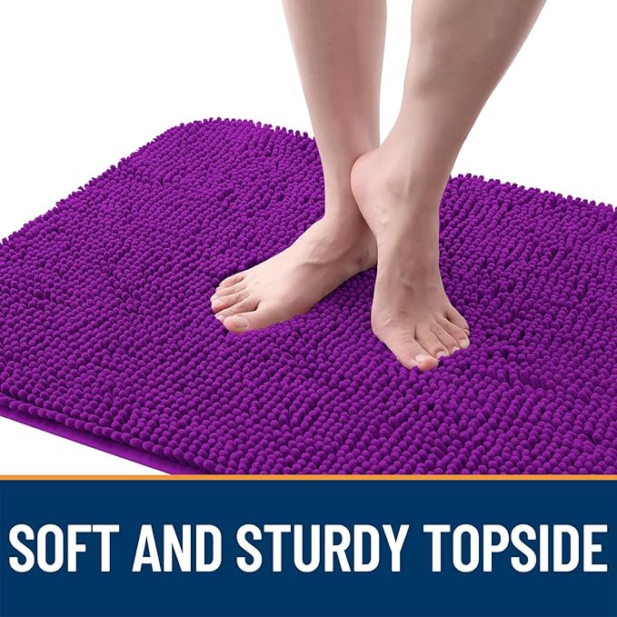 OLANLY Dog Door Mat for Muddy Paws 48x30, Absorbs Moisture and Dirt, Absorbent Non-Slip Washable Doormat, Quick Dry Chenille Mud Mat for Dogs, Entry Indoor Entryway Carpet for Inside Floor, Purple
