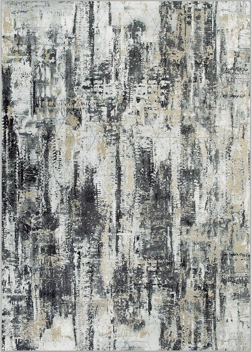 6x9 Area Rugs Washable Rug: Large Modern Abstract Living Room Rug Soft Anti-Skid Thin Carpet Indoor Floor Non-Shedding Carpets for Bedroom Dining Room Farmhouse Nursery Home Office Black Grey Gold