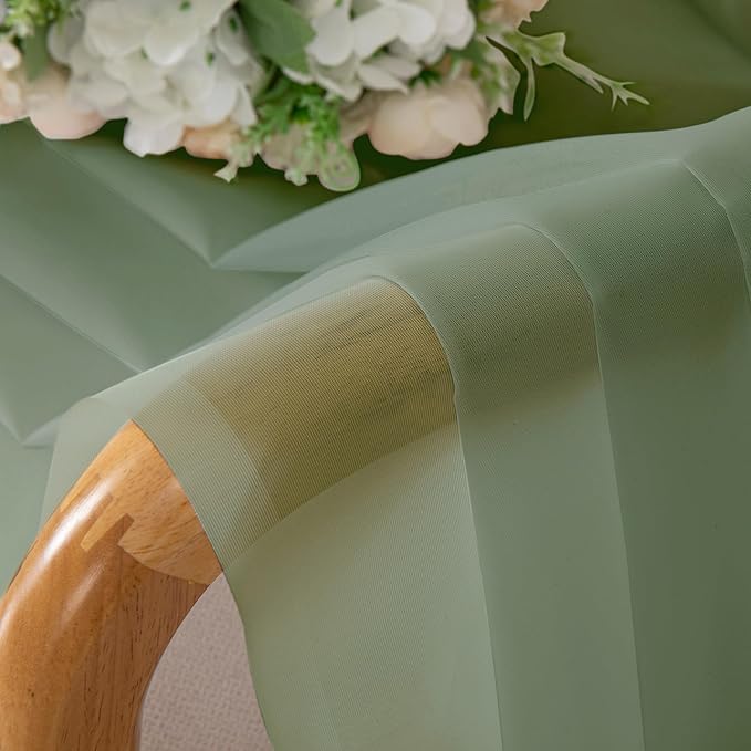 Aiyufeng Window Green Sheer Curtains 45 Inch Length 2 Panels Small Sheer Curtains & Drapes Clear Basic Rod Pocket Panel Bedroom Children Living Room Yard Kitchen, 40Wx45L