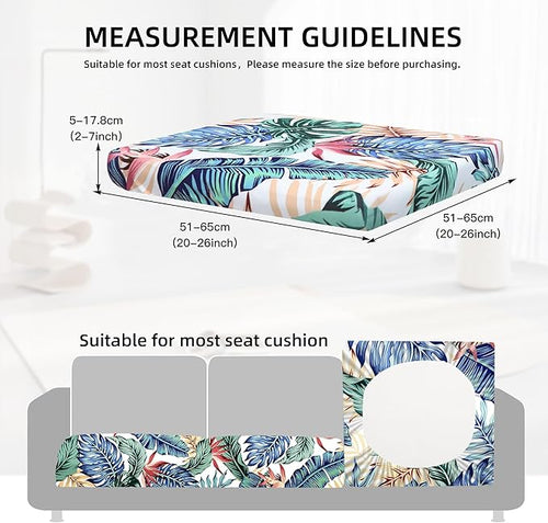 8Pcs Outdoor Cushion Covers, Patio Cushion Covers,Stretch Elastic Slipcovers, Replacement Washable & Reusable Furniture Protector for Patio Couch(Tropical Style,Cover Only)
