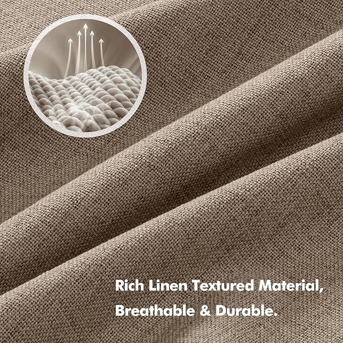 MIULEE 100% Blackout Linen Curtains for Bedroom, Brown Solid Luxury Decor Thermal Insulation Room Darkening Drapes for Living Room Nursery Back Tab Rod Pocket 42 x 72 Inches, 2 Panels