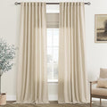 Greyish Beige Linen Curtain 108 inch Length 2 Panels Set Back Tab Light Filtering Living Room Curtain Drapes Home Office Modern Minimalist Decor Farmhouse Boho Neutral Semi Sheer Curtain 108 inch Long