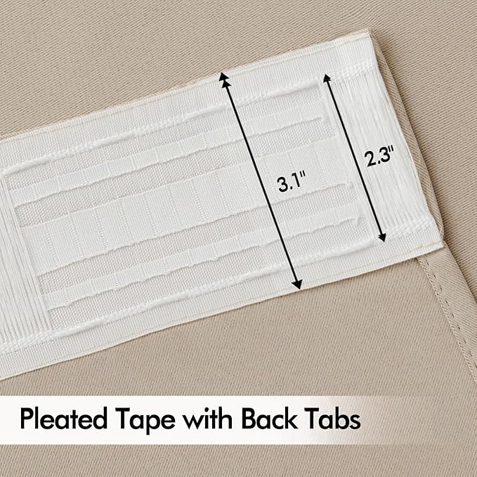 MIULEE Taupe Back Tab Blackout Curtains 120 Inch Long 2 Panels Set for Bedroom, Rod Pocket/Pinch Pleated Extra Long Thermal Insulated Living Room Darkening Light Blocking 10FT Drapes