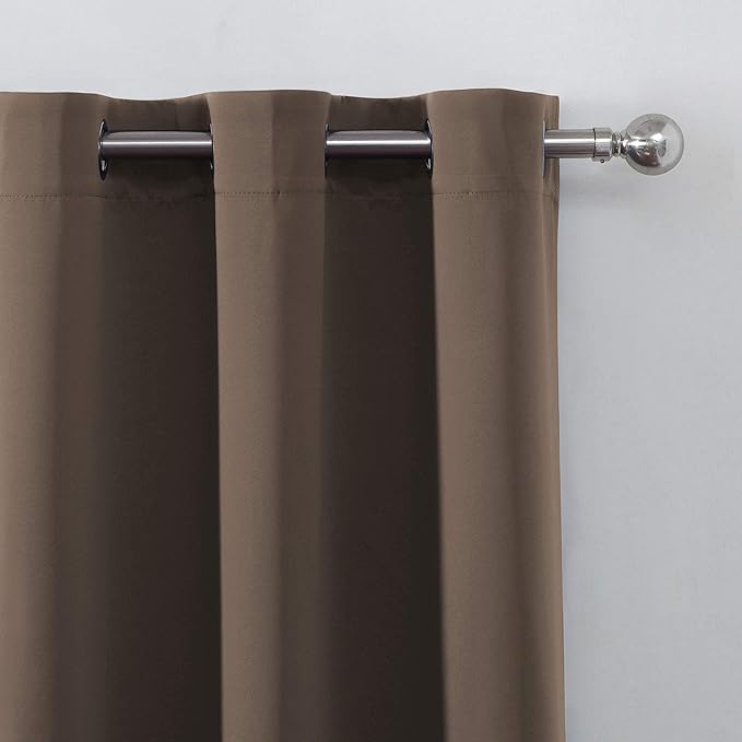 LEMOMO Chocolate Brown Thermal Blackout Curtains/42 x 95 Inch/Set of 2 Panels Room Darkening Curtains for Bedroom