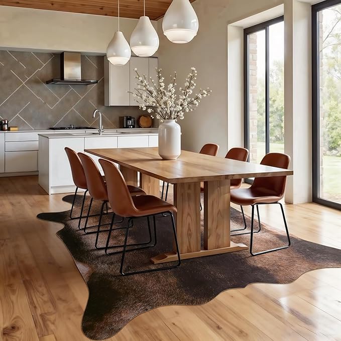 AROGAN Premium Bear Print Rug 5.2x6.2 Feet, Machine Washable Faux Fur Rug, Non-Slip Animal Print Hide Bear Skin Area Rug for Bedroom Living Room Home Decor