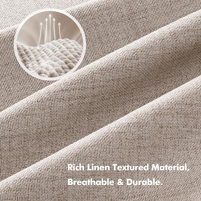 MIULEE 100% Blackout Linen Curtains for Bedroom, Khaki Solid Luxury Decor Thermal Insulation Room Darkening Drapes for Living Room Nursery Back Tab Rod Pocket 42 x 72 Inches, 2 Panels