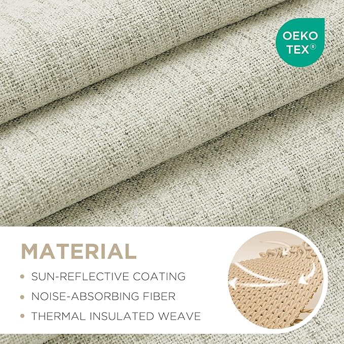 Joydeco Blackout Curtains for Bedroom - 72 Inch Long 100% Light Blocking 2 Panels Light Beige Drapes, Thermal Insulated Room Darkening Curtains, Linen Textured for Living Room, Rod Pocket & Back Tabs