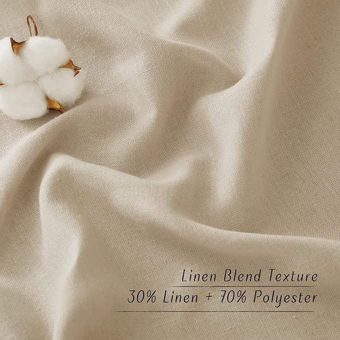 NICETOWN Flax Angora Linen Curtains for Room Divider, Grommet Top Thick Flax Semi Sheer Vertical Drapes Privacy Assured with Light Filtering for Sliding Glass Door, W68 x L96, 2 Pieces