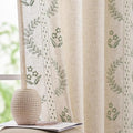 jinchan Belrose Linen Curtains for Bedroom Floral Curtains 90 Inch Length Linen Blend Sage Green Embroidered Drapes Farmhouse Flower Patterned Drapes for Living Room Window Treatments Set 2 Panels