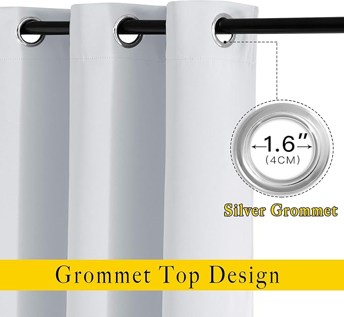 NICETOWN Greyish White Curtains 84 inch Length 2 Panels, Grommet Thermal Insulated Window Treatments Light & Sound Reducing Drapes for Living Room/Bedroom, W46 x L84