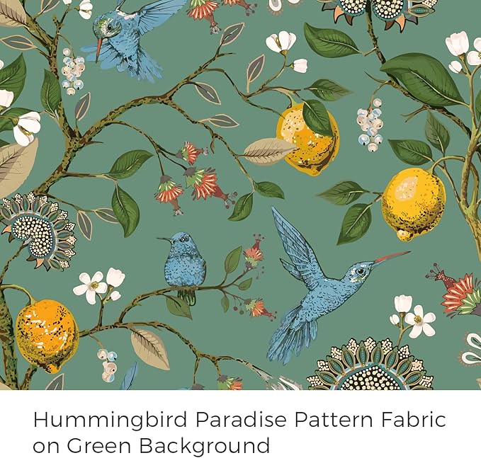 Topfinel Kitchen Curtains 45 Inch Length Floral Spring Curtains for Cafe, Vintage French Country Grommet Botanical Hummingbird Woodland Victorian Patterned Sage Green Blackout Curtains 45 Inches Long