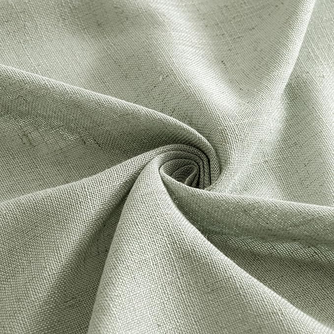 MIULEE Sage Linen Curtains 90 Inch Length 2 Panels for Bedroom Living Room,Green Soft Thick Linen Textured Window Drapes Semi Sheer Light Filtering Back Tab Rod Pocket Burlap Look Decor
